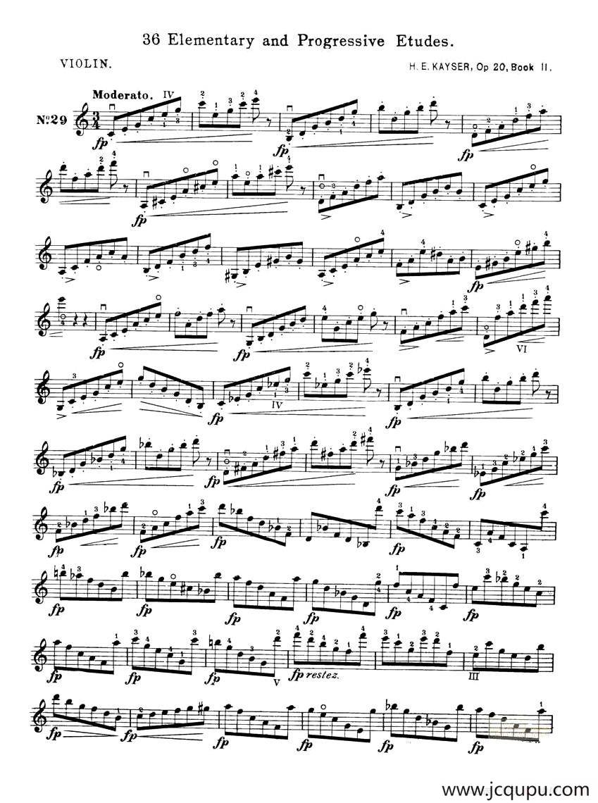 开塞（KAYSER 36首小提琴练习曲之29）简谱