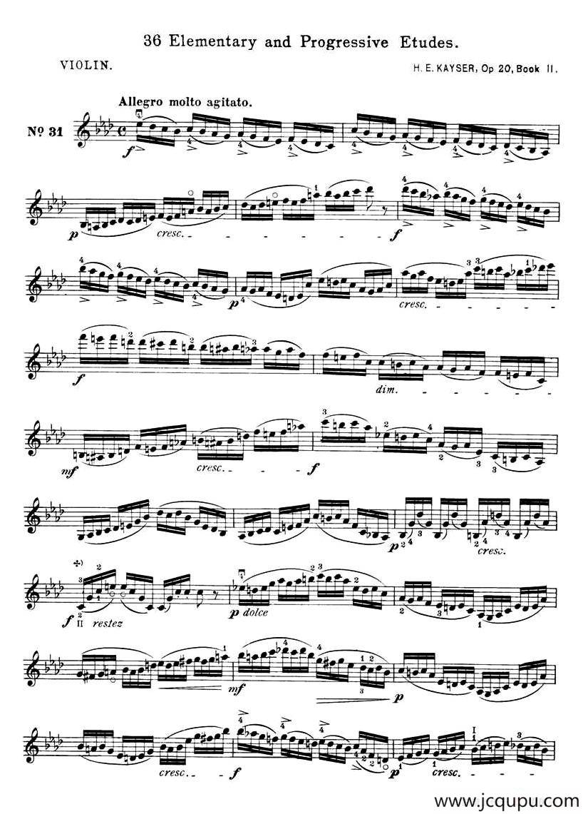 开塞（KAYSER 36首小提琴练习曲之31）简谱