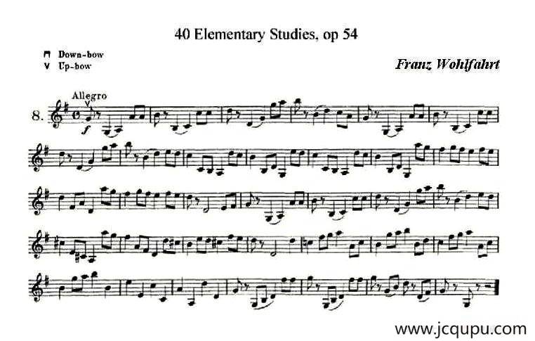 40首小提琴初级技巧练习曲之八简谱