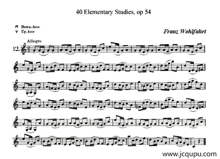 40首小提琴初级技巧练习曲之12简谱