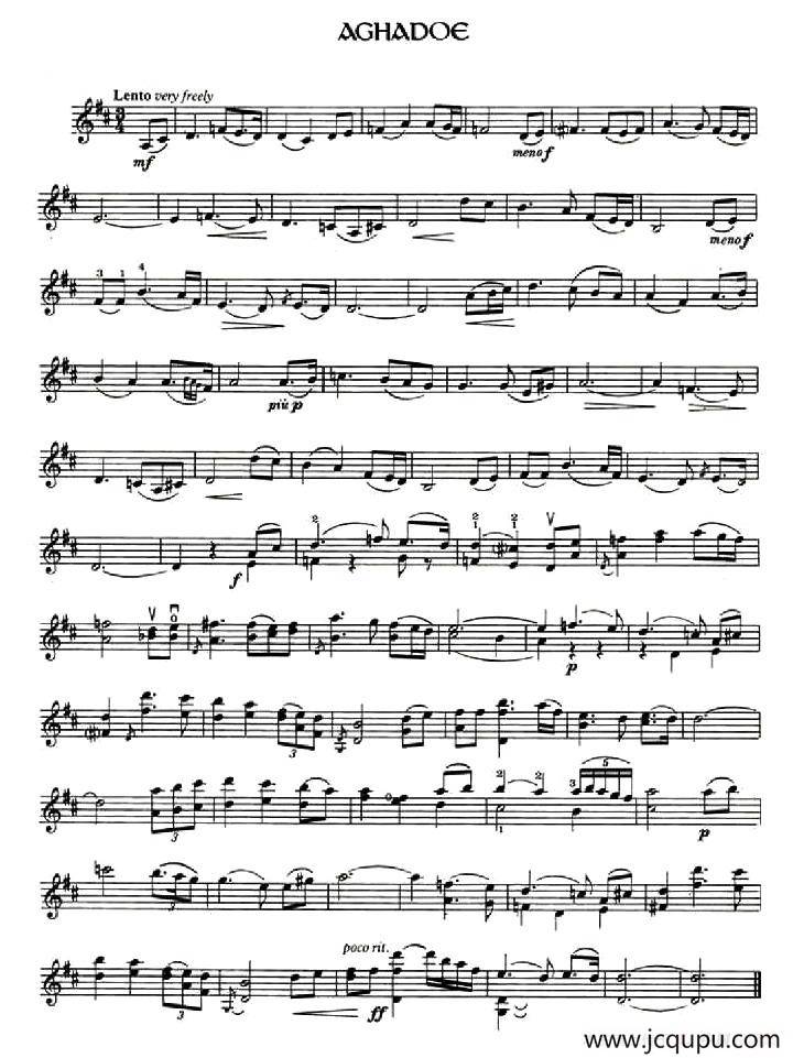 爱尔兰曲调 Aghadoe简谱