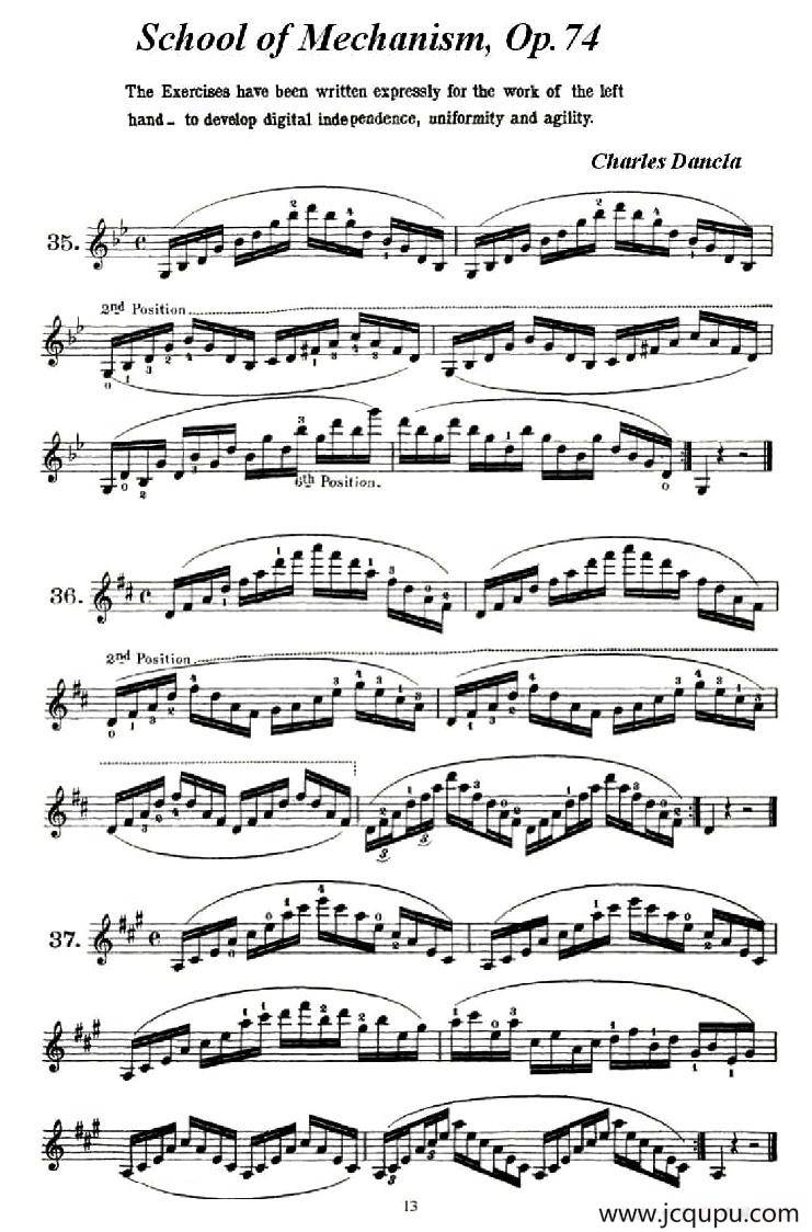School of Mechanism, Op. 74（小提琴技巧练习35——46）简谱