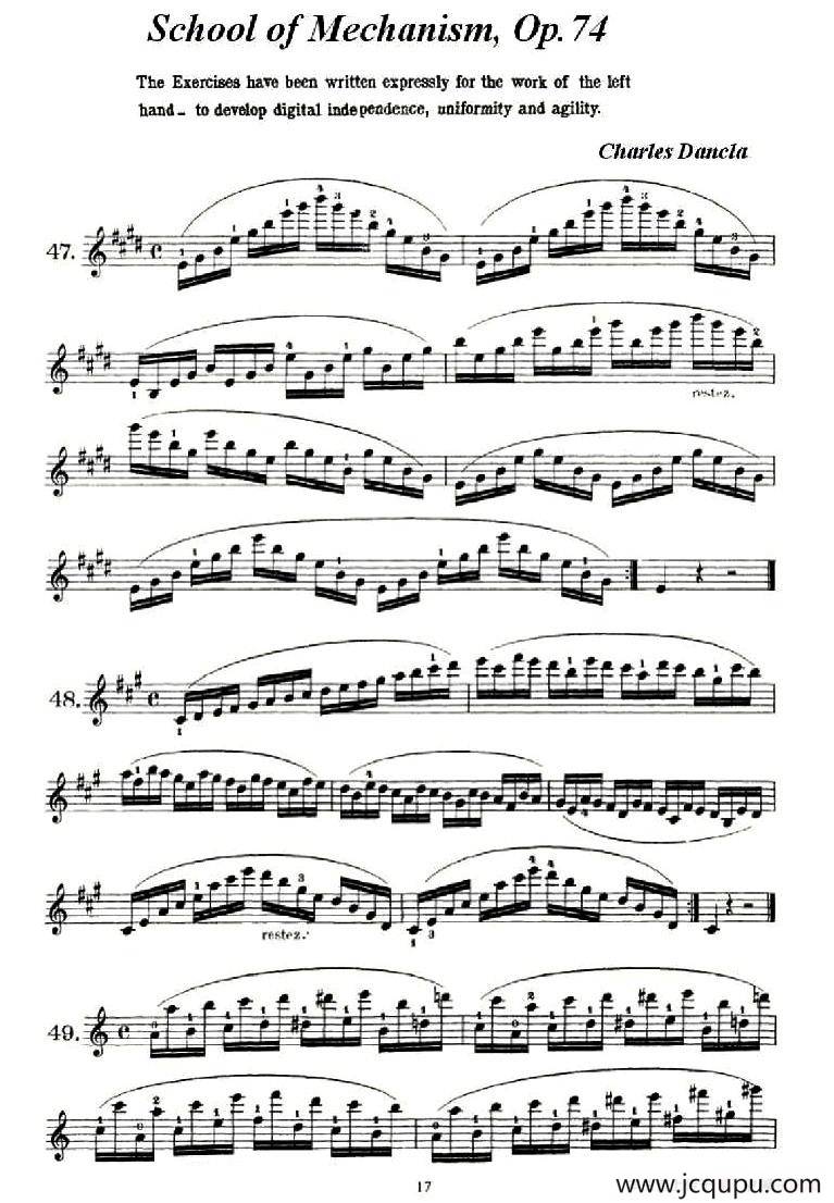School of Mechanism, Op. 74（小提琴技巧练习47——50）简谱