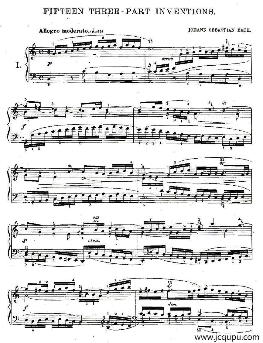 FIFTEEN THREE-PART INVETIONS之一（15首3部创意曲之一）简谱