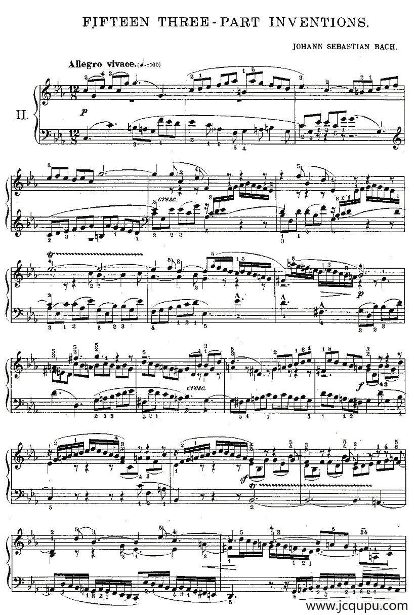 FIFTEEN THREE-PART INVETIONS之二（15首3部创意曲之二）简谱