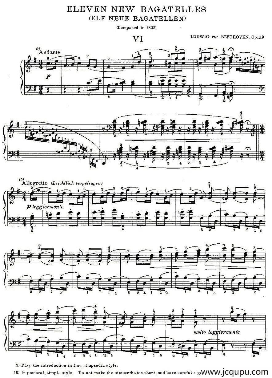 贝多芬钢琴小品Op.119 之六简谱