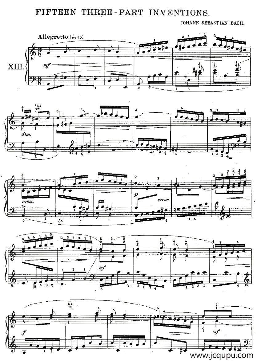FIFTEEN THREE-PART INVETIONS之十三（15首3部创意曲之十三）简谱
