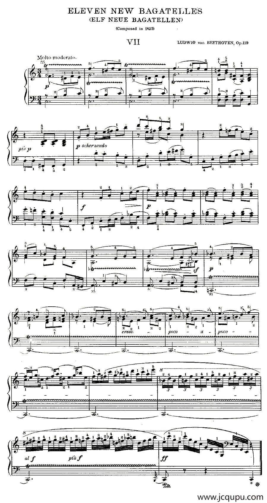 贝多芬钢琴小品Op.119 之七简谱