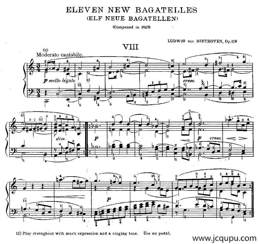 贝多芬钢琴小品Op.119 之八简谱