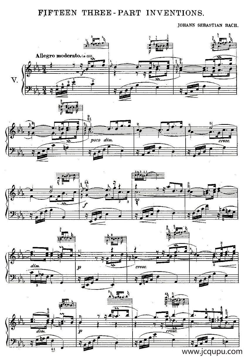 FIFTEEN THREE-PART INVETIONS之舞（15首3部创意曲之五）简谱