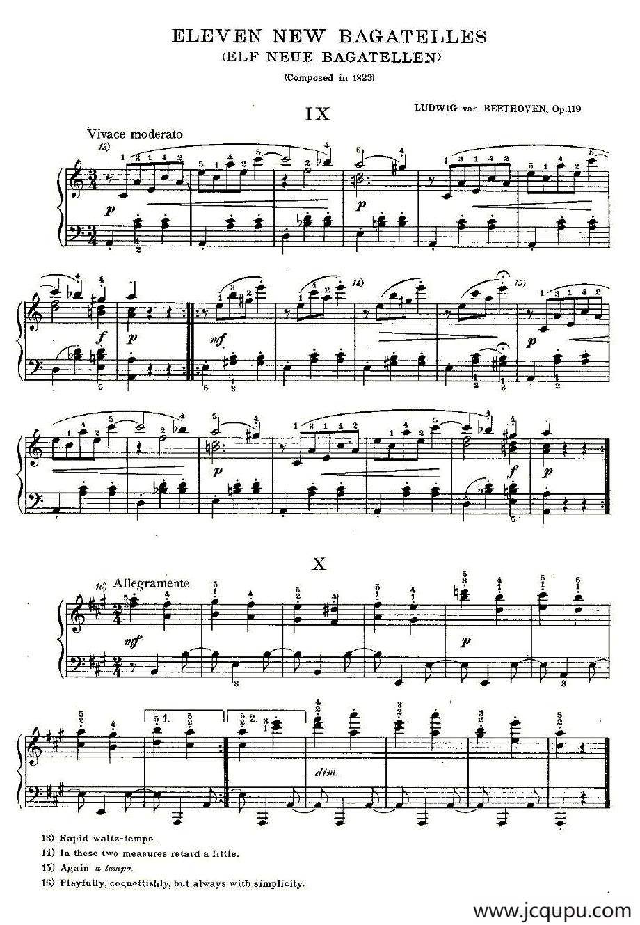 贝多芬钢琴小品Op.119 之九、十简谱