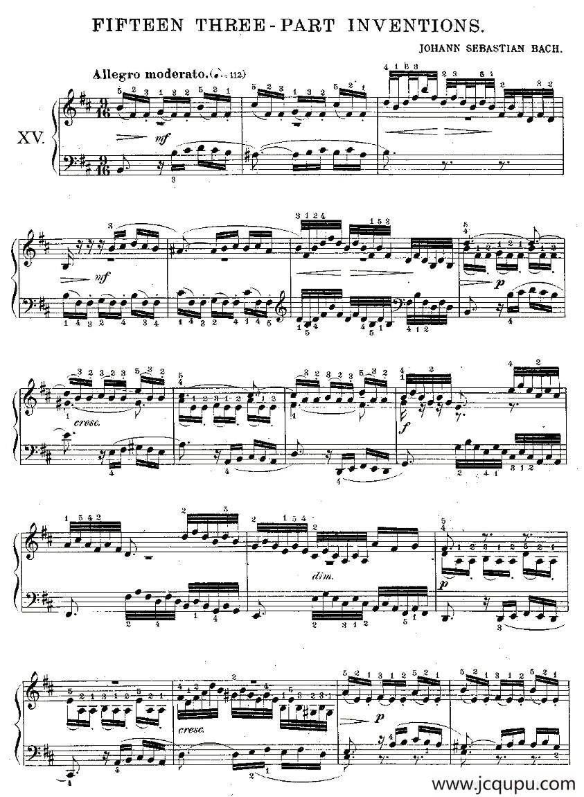 FIFTEEN THREE-PART INVETIONS之十五（15首3部创意曲之十五）简谱