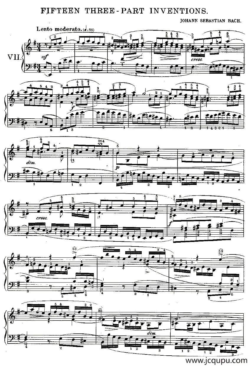 FIFTEEN THREE-PART INVETIONS之七（15首3部创意曲之七）简谱