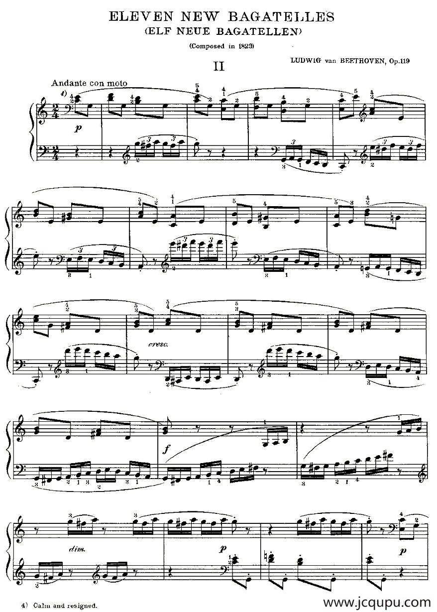 贝多芬钢琴小品Op.119 之二简谱