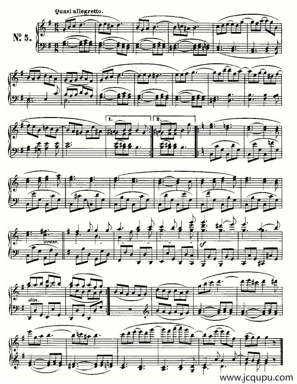 贝多芬钢琴小品Op.126 之五简谱