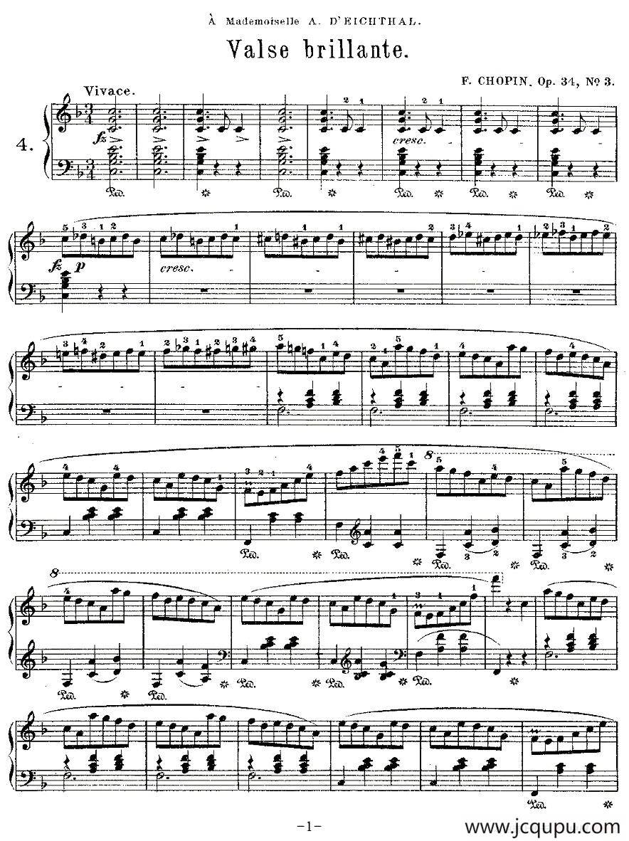 valse brillante，Op.34, No.3简谱