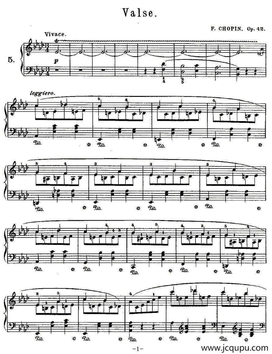 valse，Op.42简谱