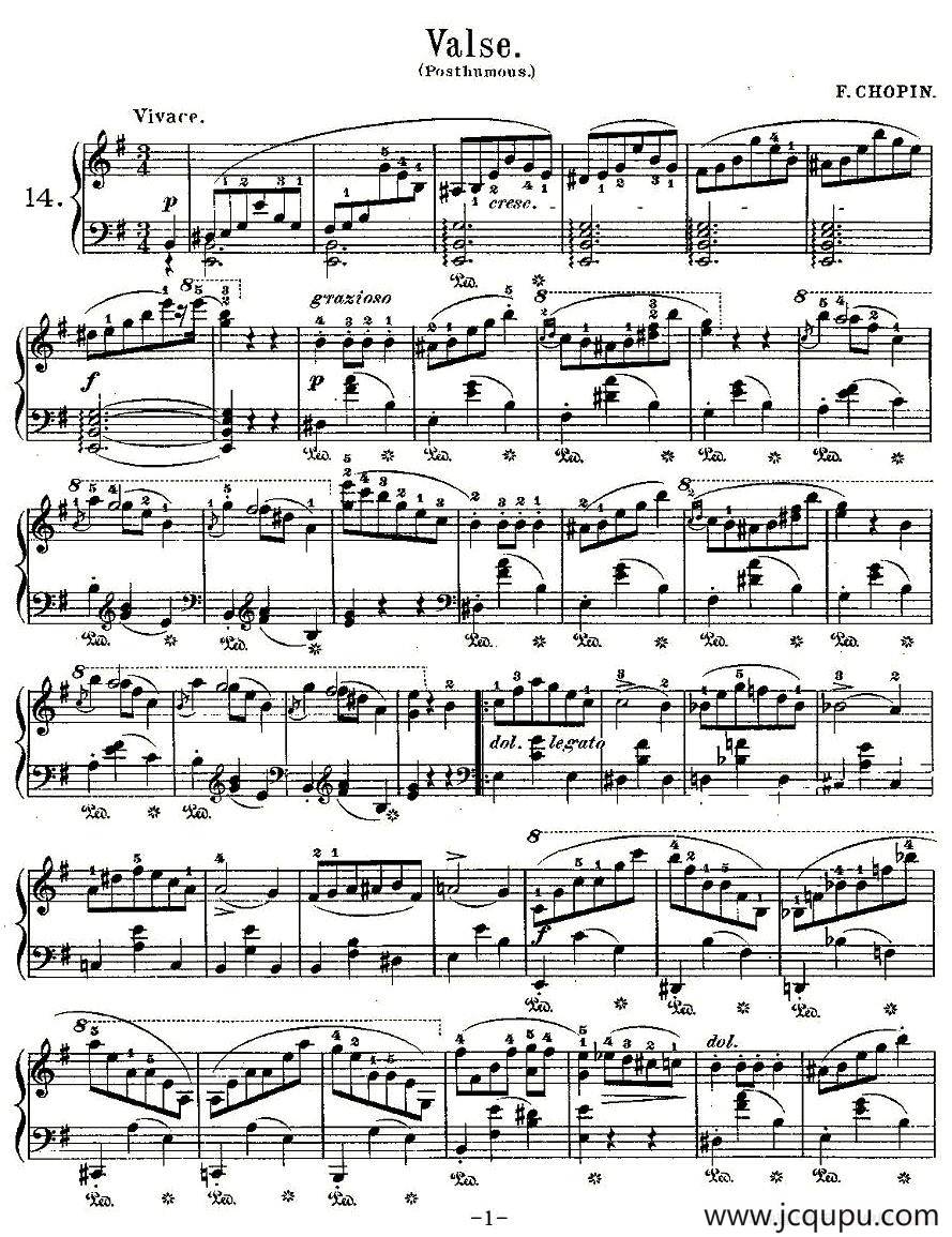 valse（第14首）简谱