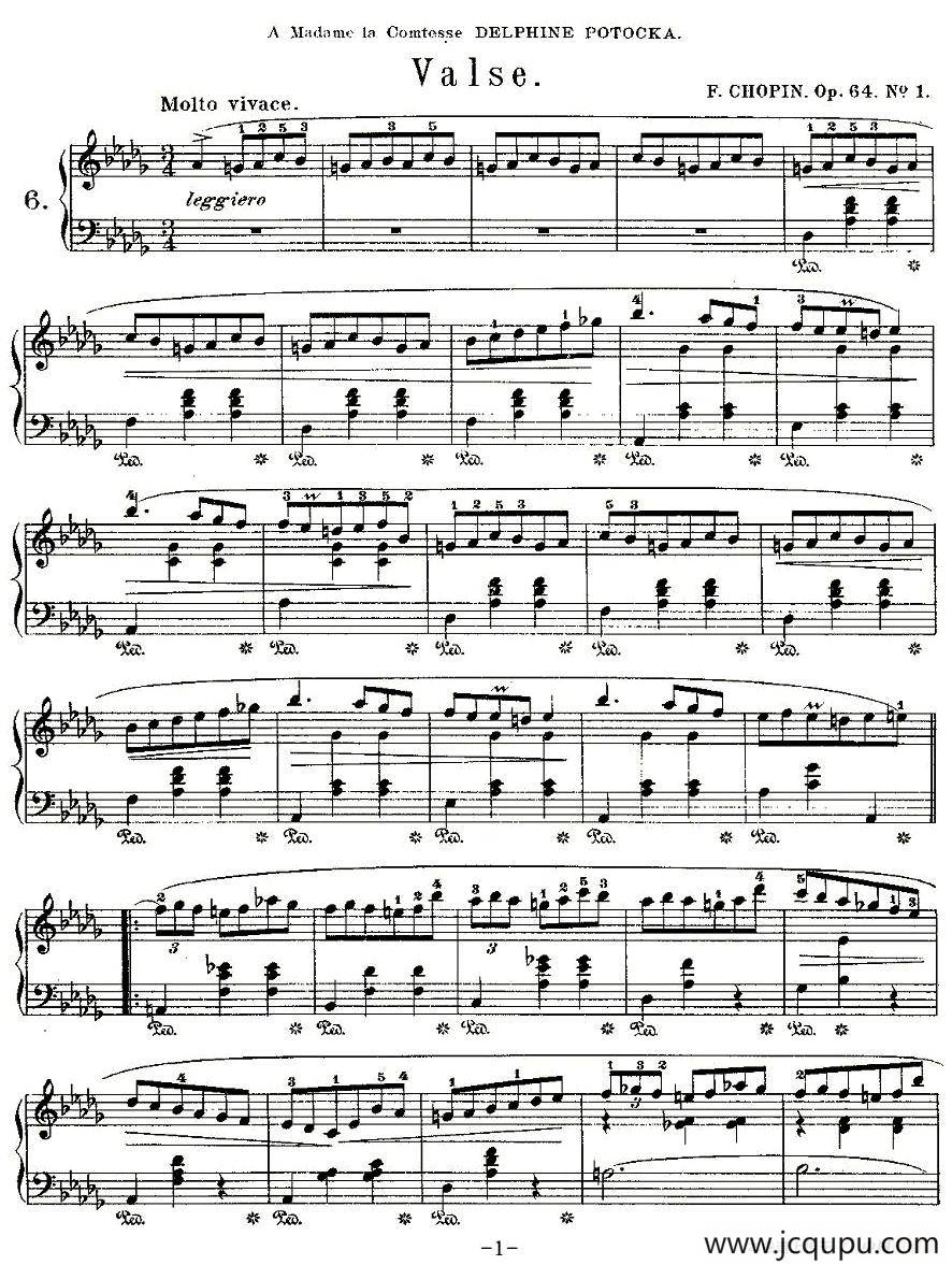 valse，Op.64, No.1简谱