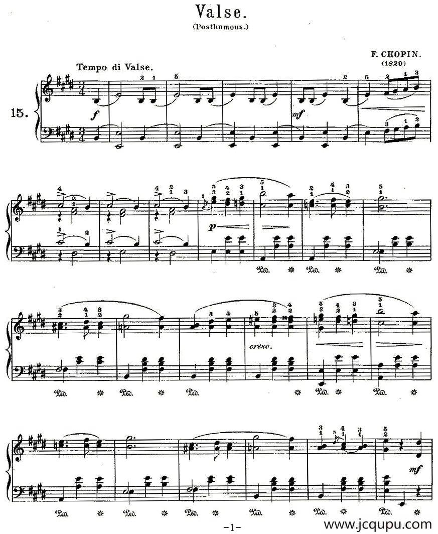 valse（第15首）简谱