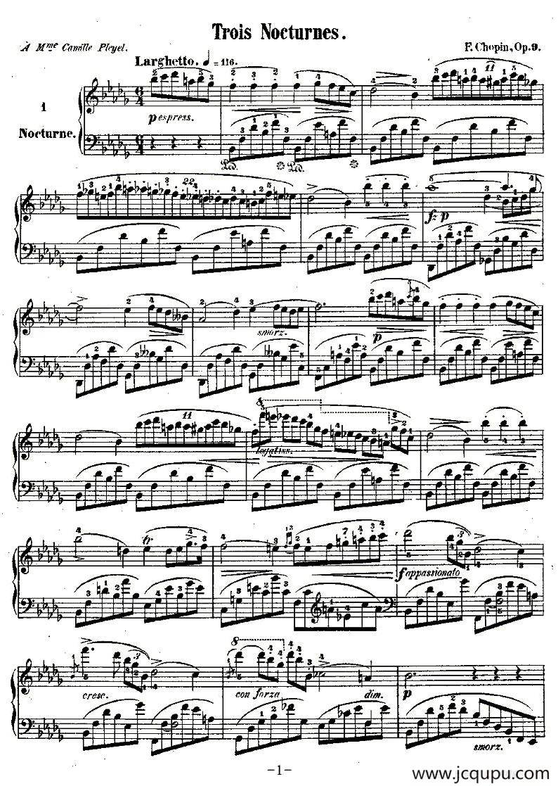 降b小调夜曲Op.9-1（Trois Nocturnes）简谱