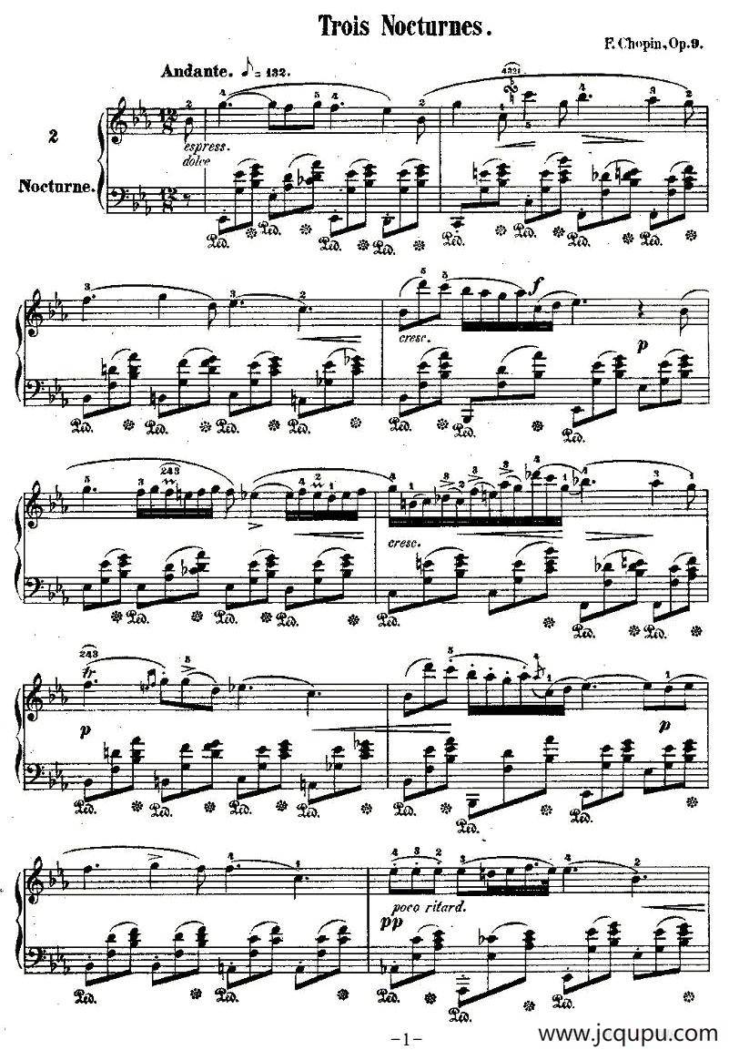 降E大调夜曲Op.9-2（Trois Nocturnes）简谱
