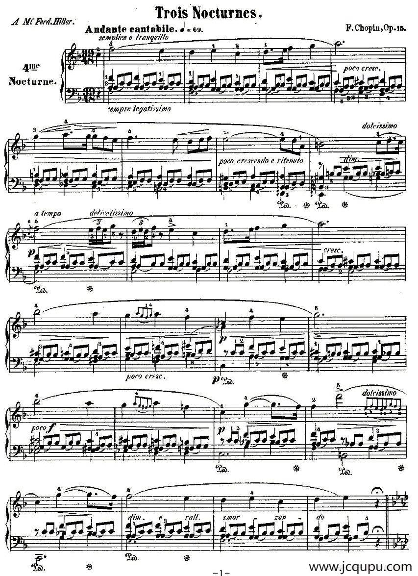 F大调夜曲Op.15-1（Trois Nocturnes）简谱