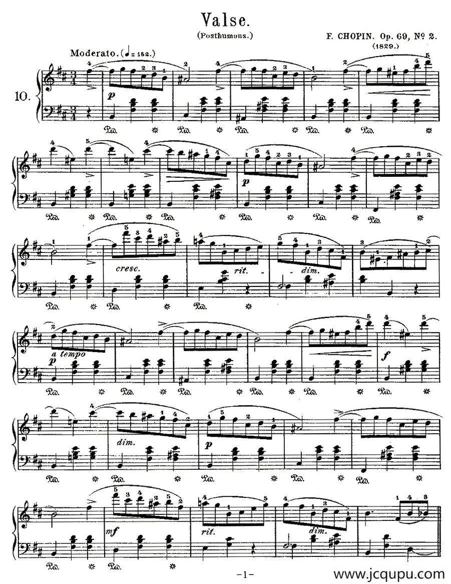 valse，Op.69, No.2简谱