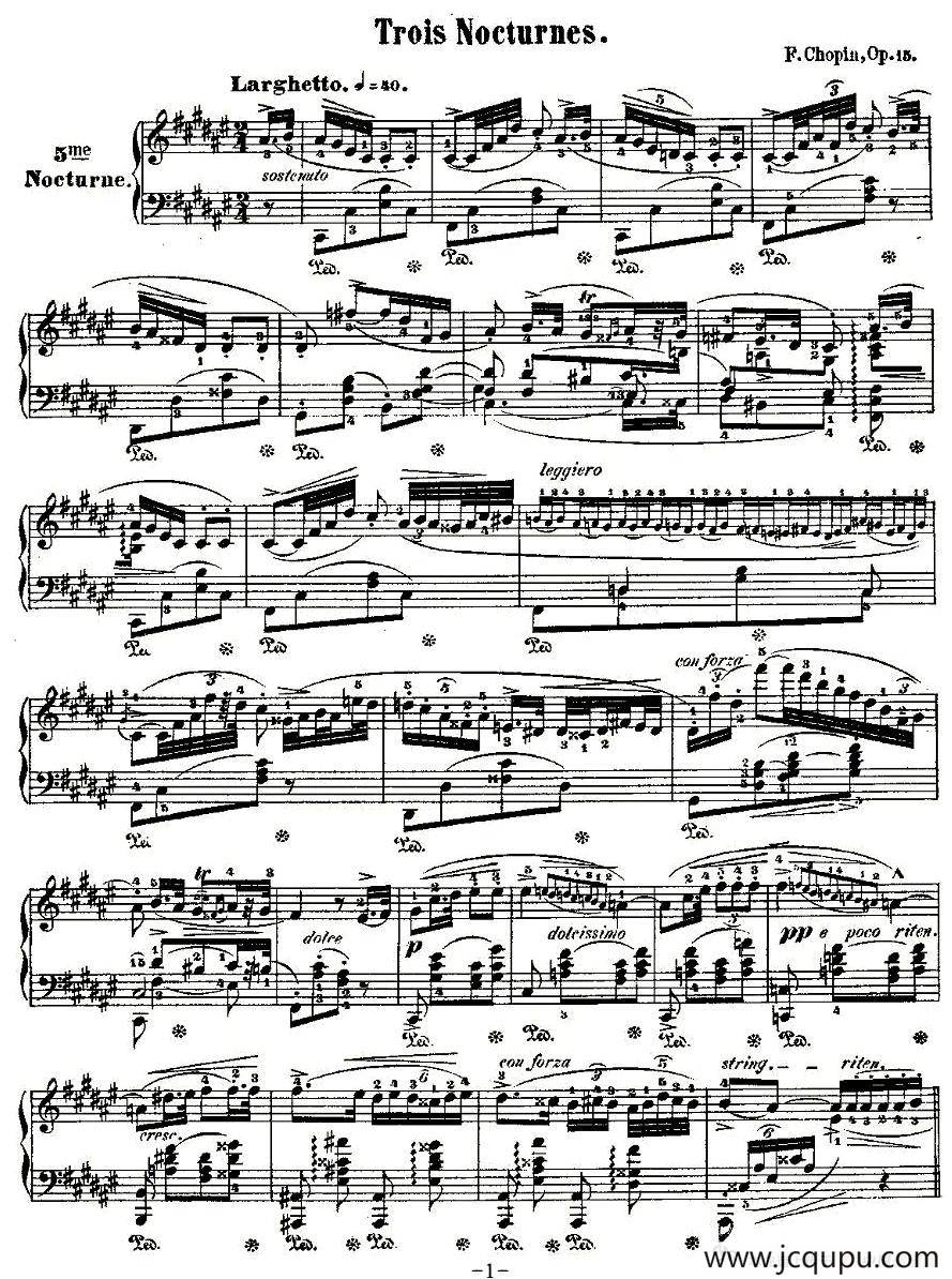 升F大调夜曲Op.15-2（Trois Nocturnes）简谱