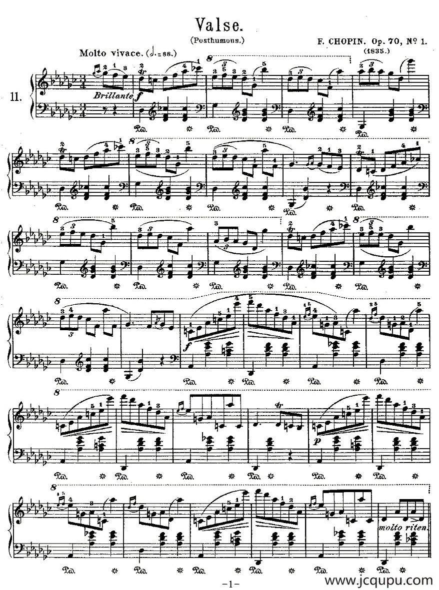 valse，Op.70, No.1简谱