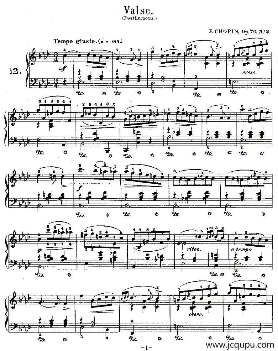 valse，Op.70, No.2简谱