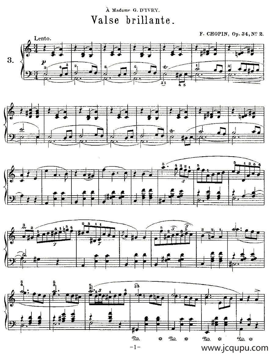 valse brillante，Op.34, No.2简谱
