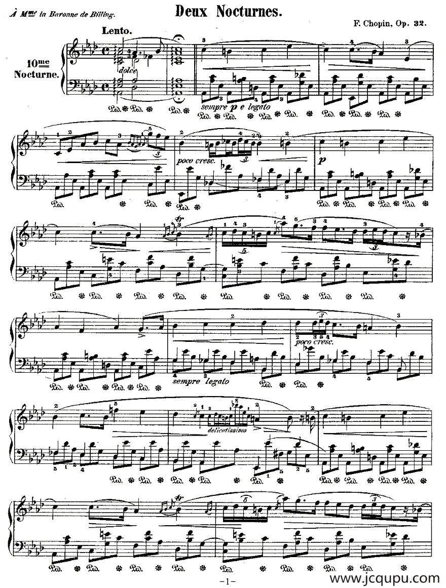 降A大调夜曲Op.32－2（Deux Nocturnes）简谱