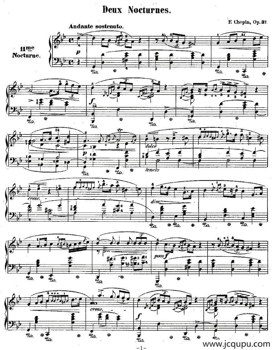g小调夜曲Op.37－1（Deux Nocturnes）简谱