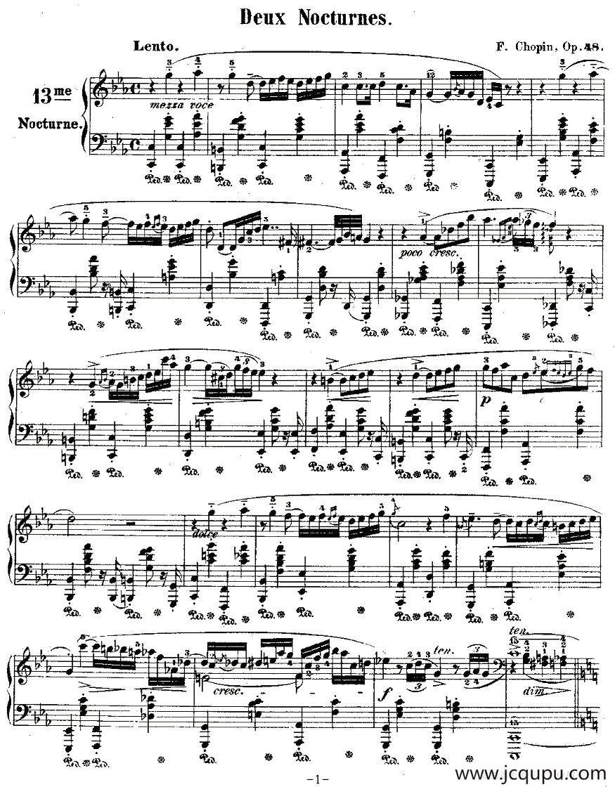 C小调夜曲Op.48－1（Deux Nocturnes）简谱