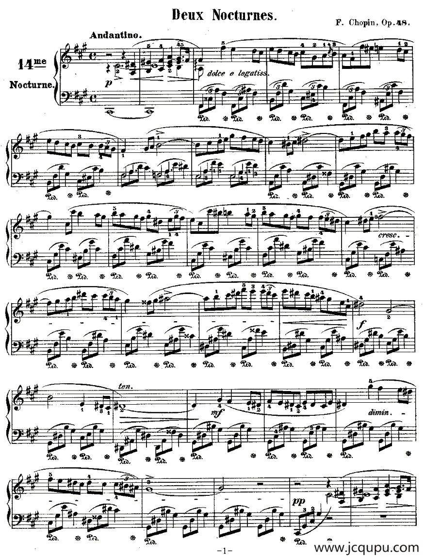 升f小调夜曲Op.48－2（Deux Nocturnes）简谱