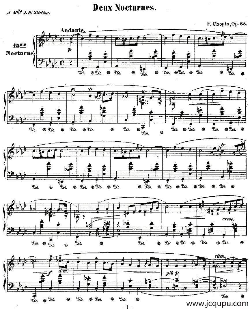 f小调夜曲Op.55－1（Deux Nocturnes）简谱