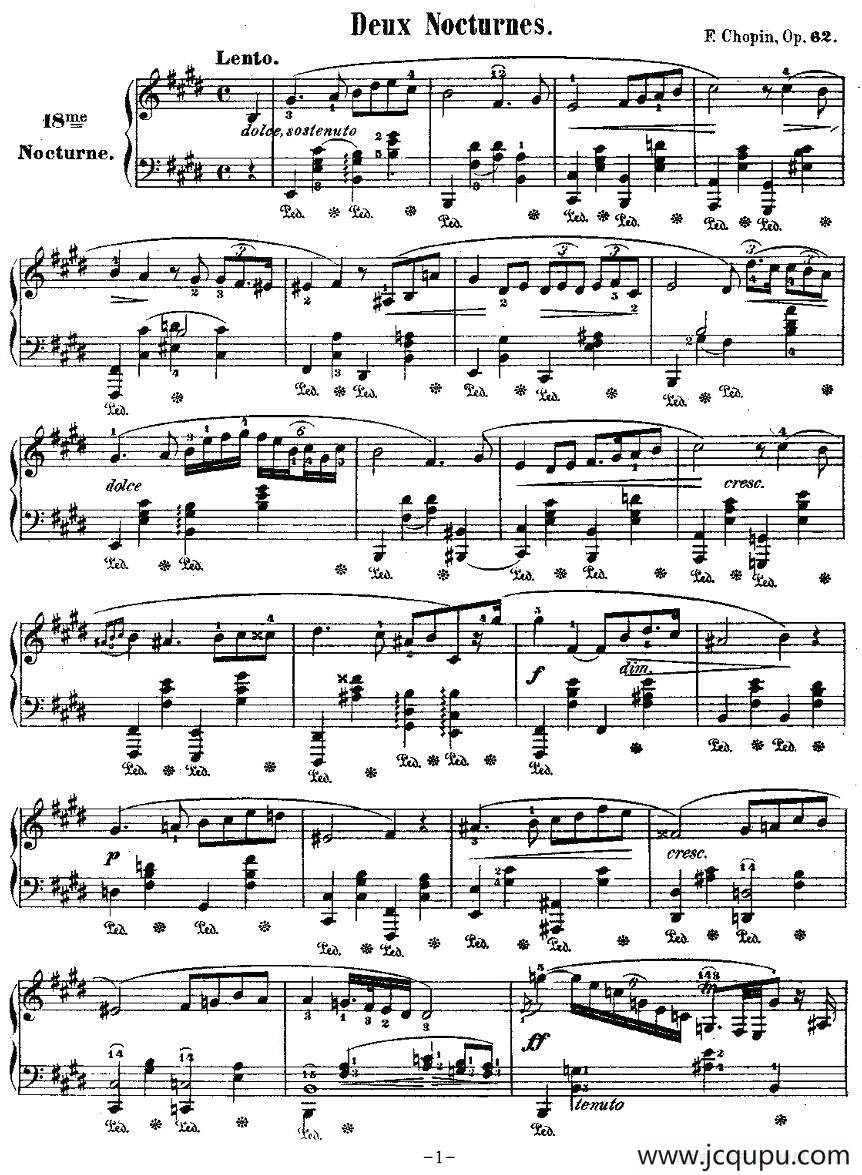 E大调夜曲Op.62－2（Deux Nocturnes）简谱