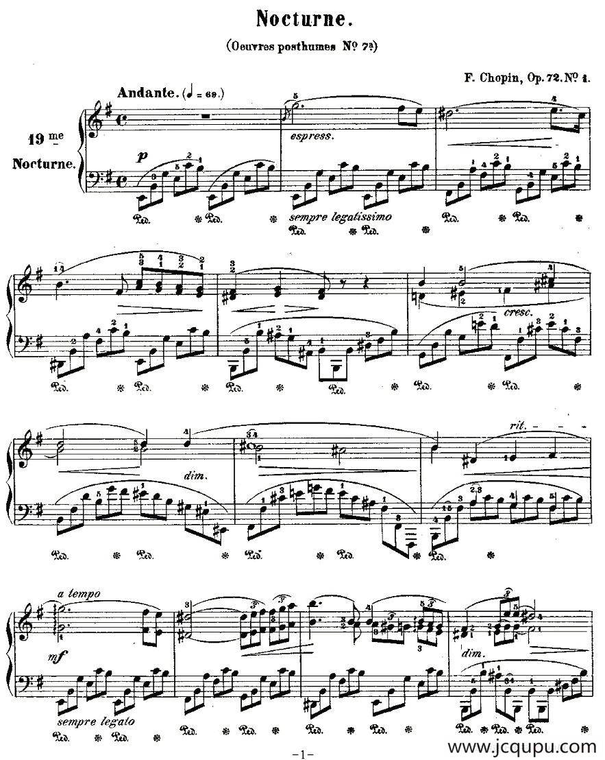 E小调夜曲Op.72－1（Nocturne）简谱
