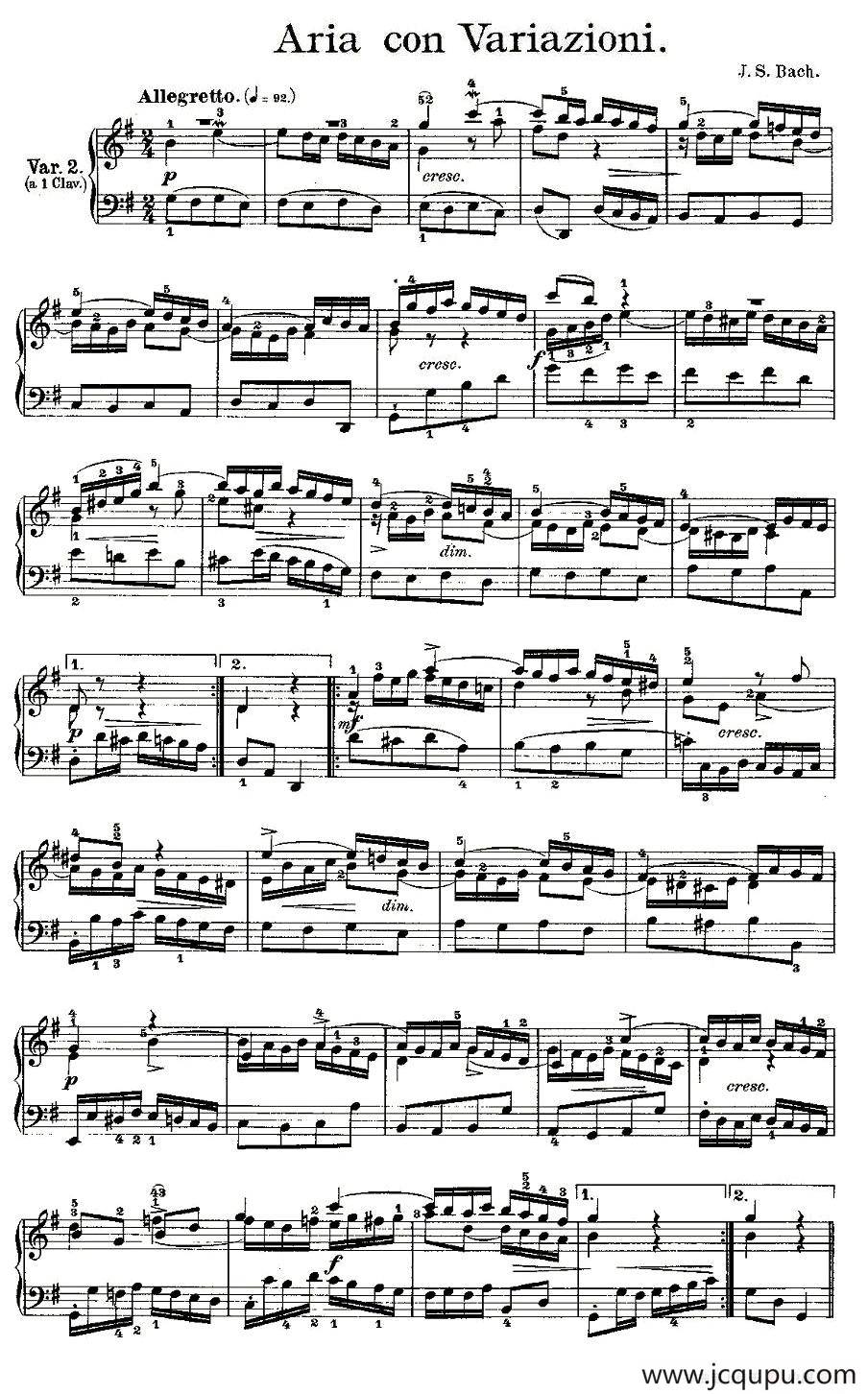 Aria con Variazioni 之二简谱