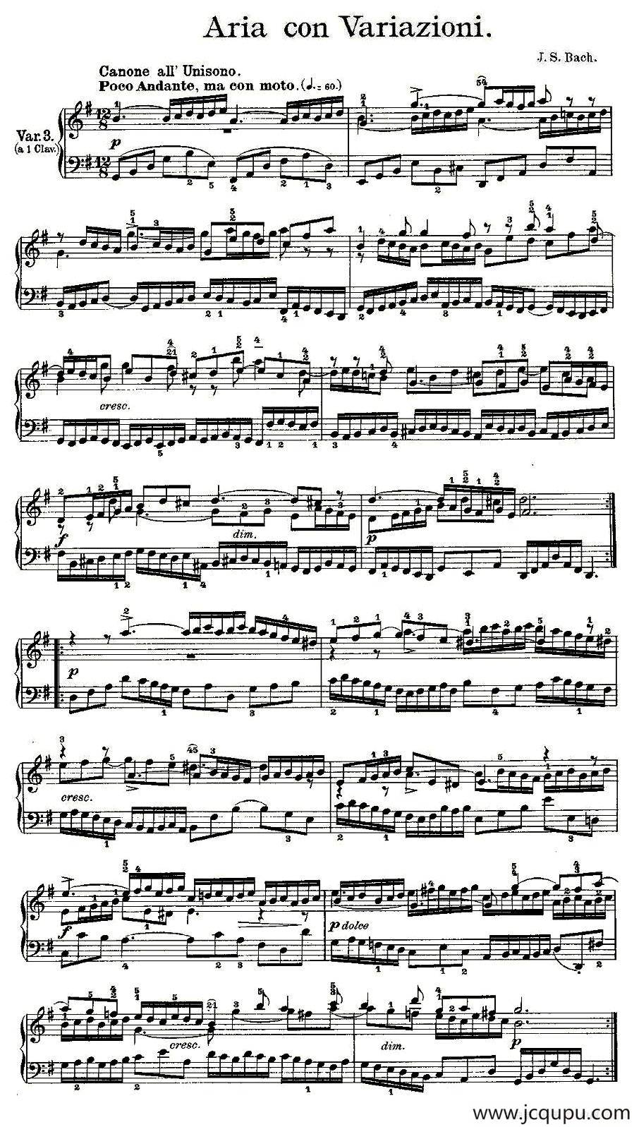 Aria con Variazioni 之三简谱