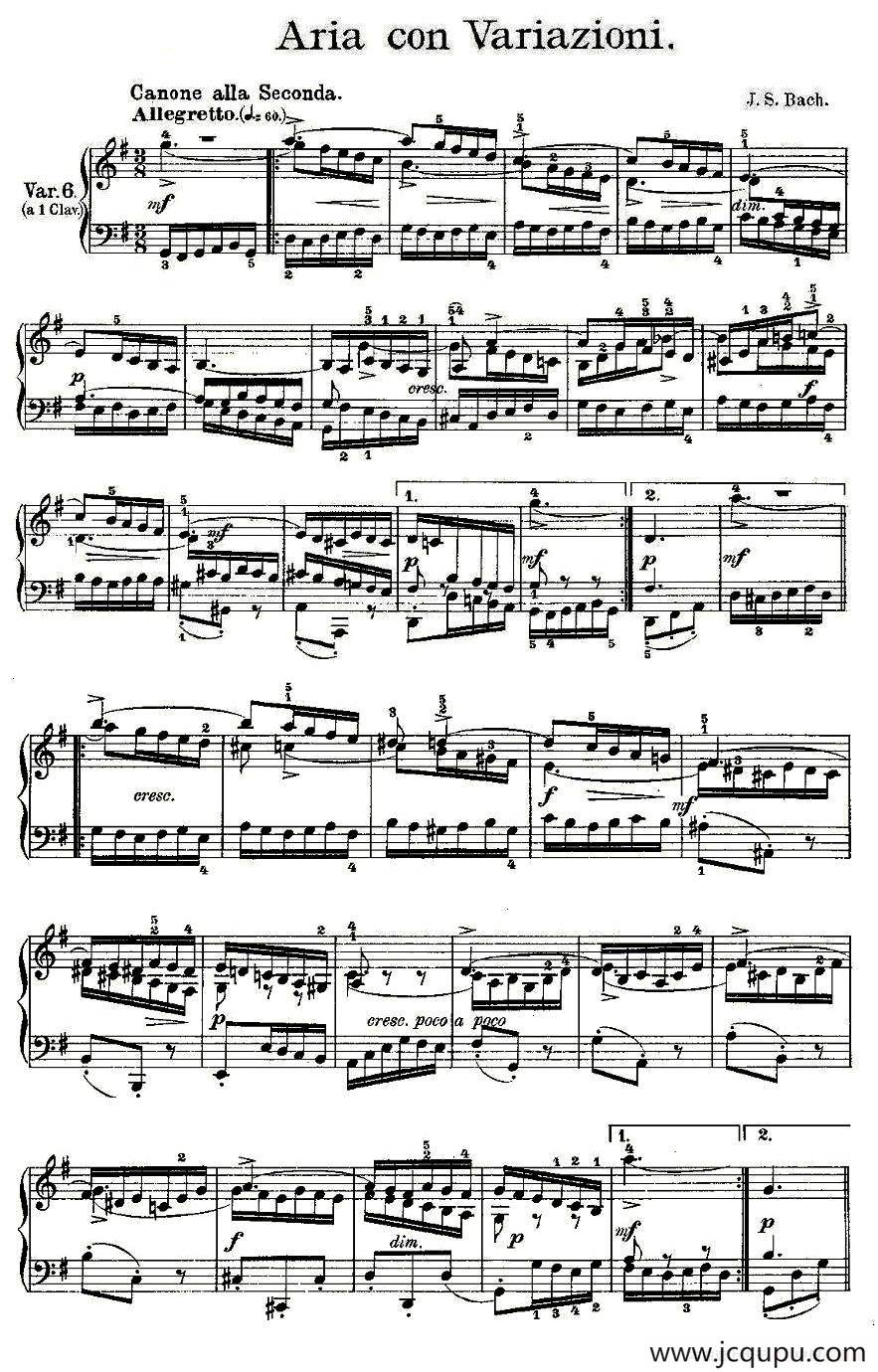 Aria con Variazioni 之六简谱