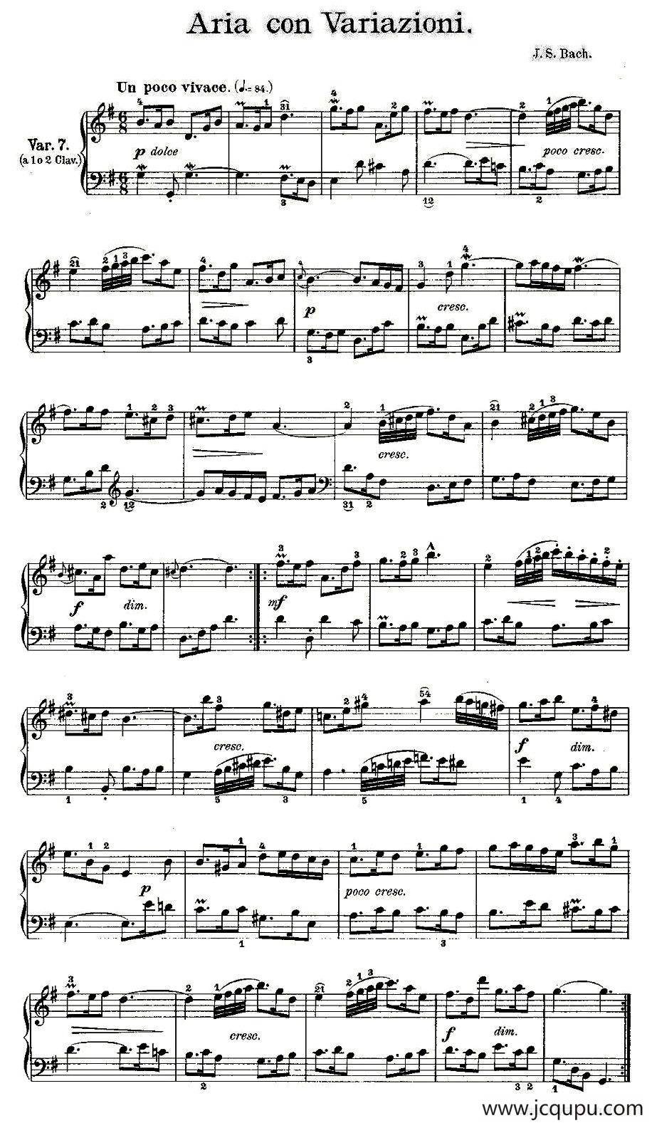 Aria con Variazioni 之七简谱