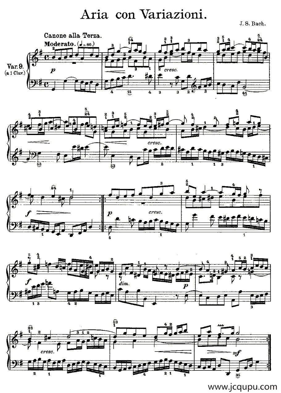 Aria con Variazioni 之九简谱