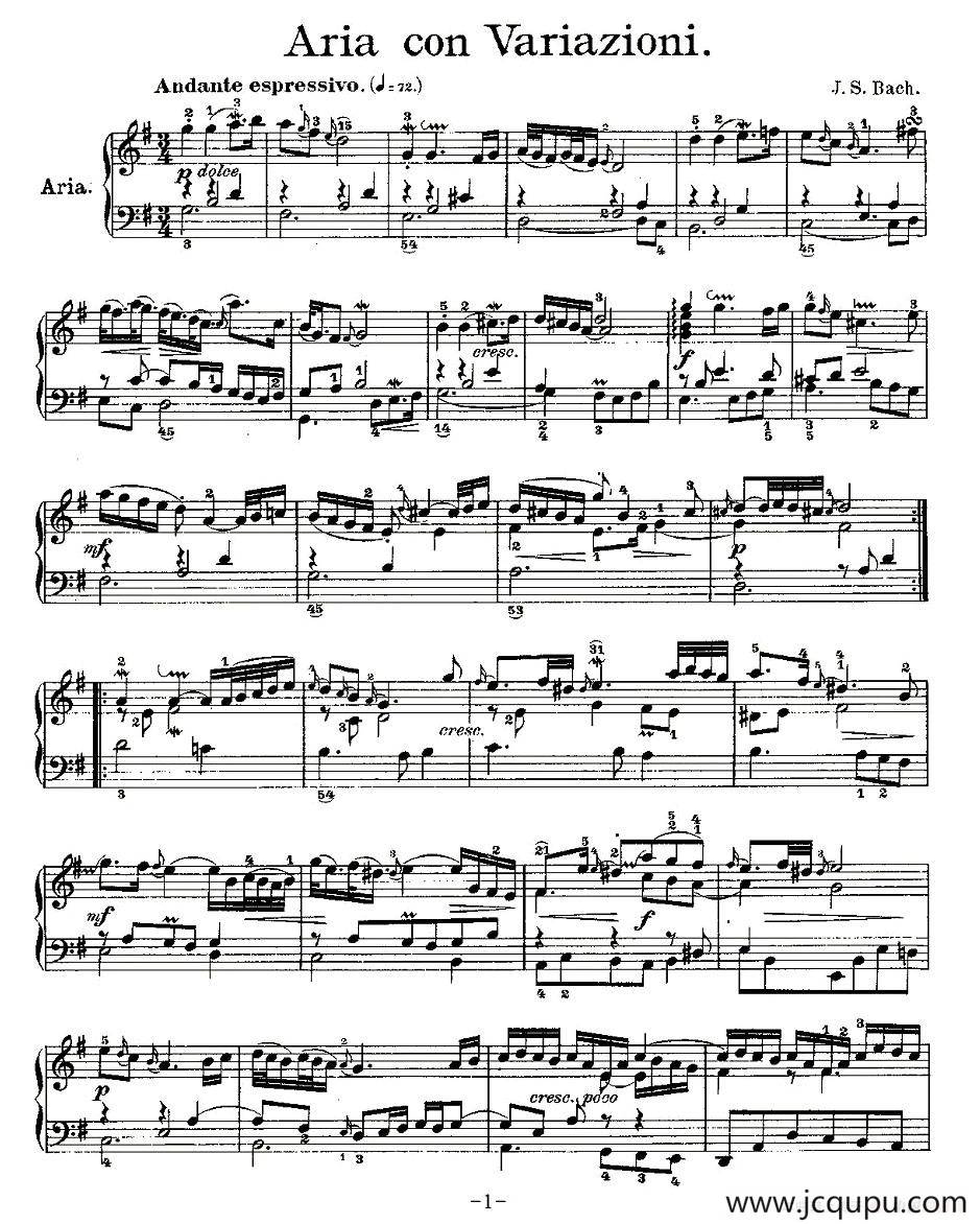 Aria con Variazioni 之一简谱