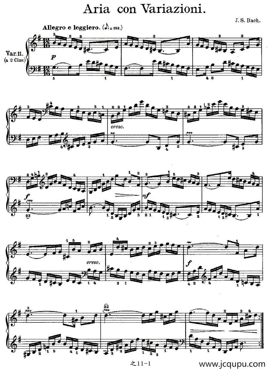 Aria con Variazioni 之11简谱