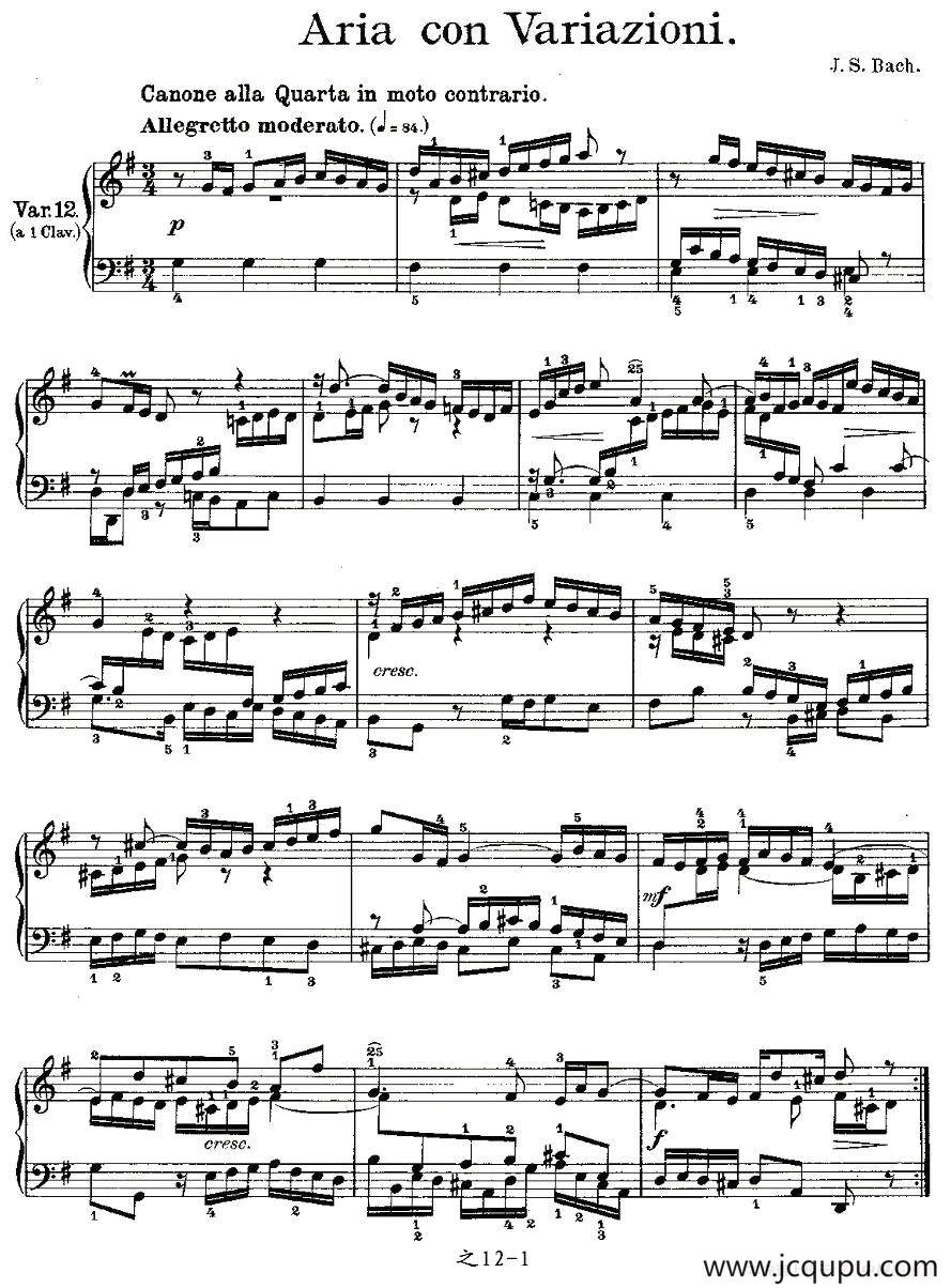 Aria con Variazioni 之12简谱