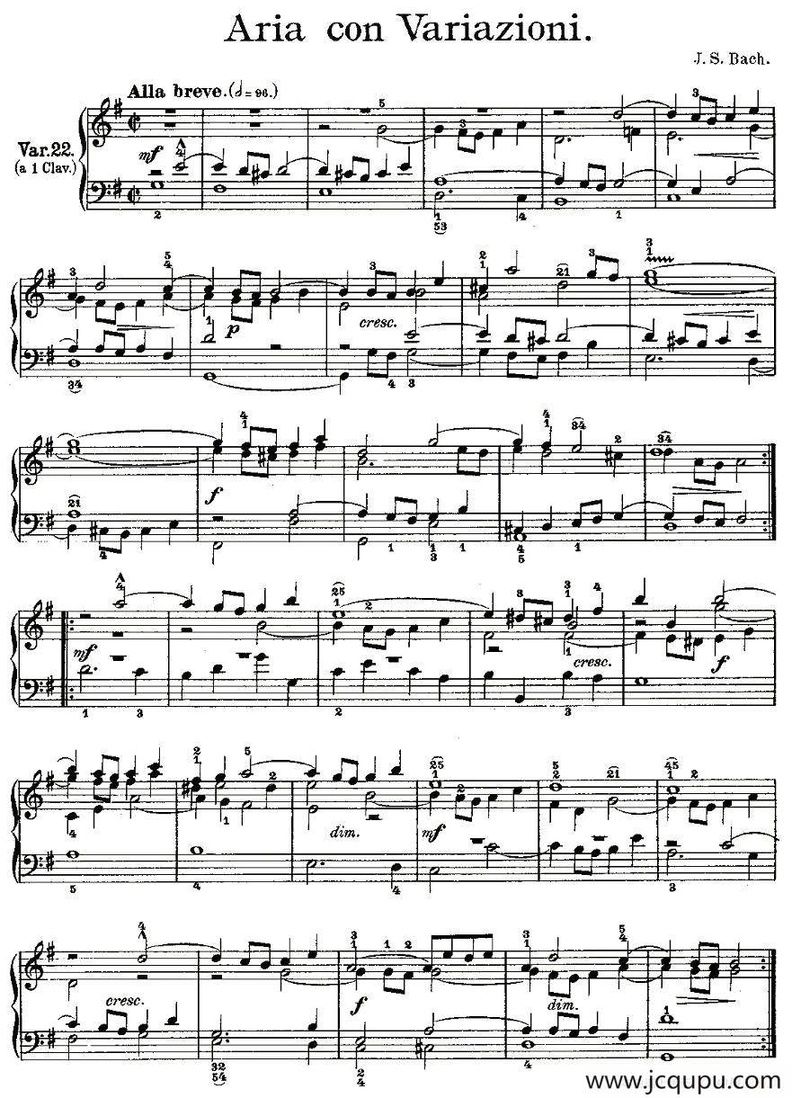 Aria con Variazioni 之22简谱
