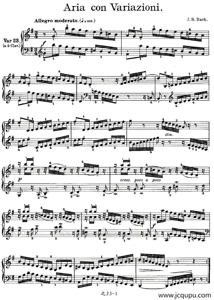 Aria con Variazioni 之23简谱