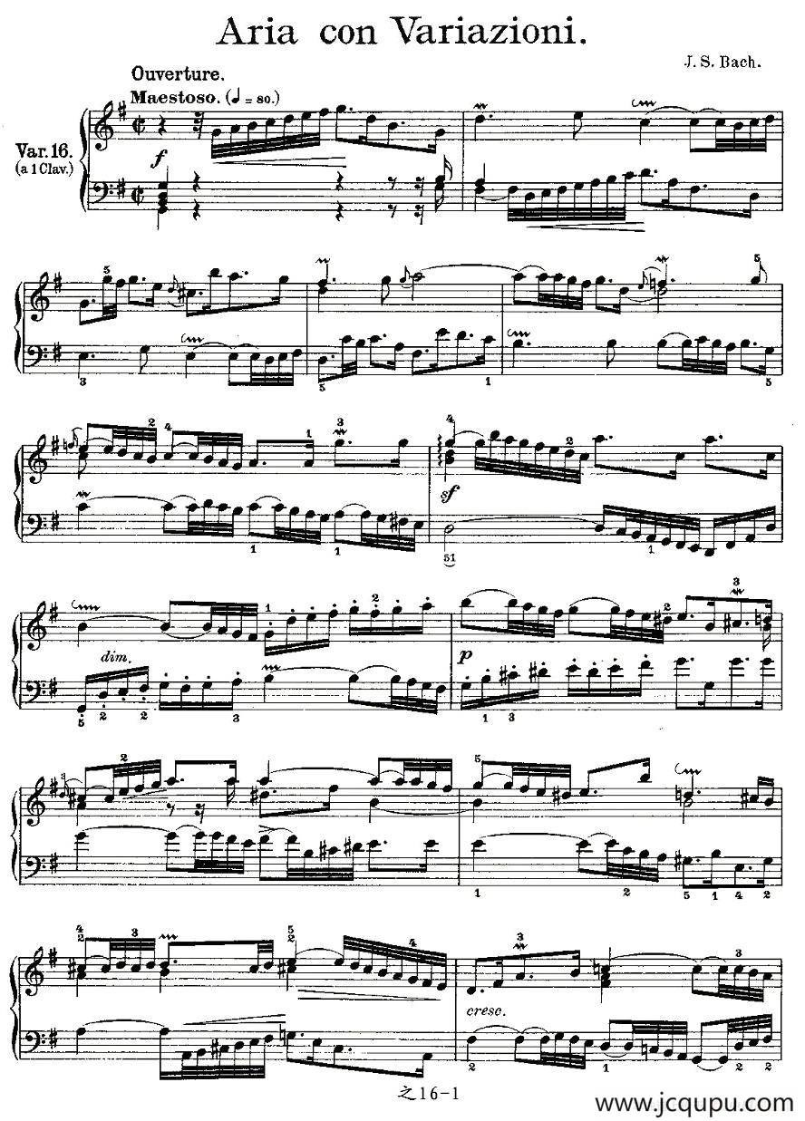 Aria con Variazioni 之16简谱